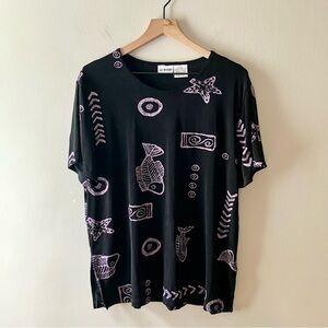 LIZ BAKER Nautical Graphic T-Shirt